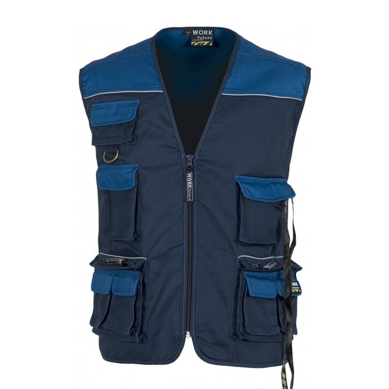 Colete estilo safari com fecho de correr. Design com vários bolsos. Decote em V. WTWF1854