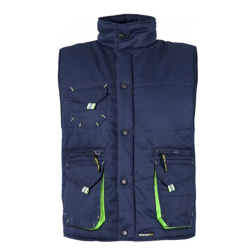 Chaleco acolchado multibolsillos con detalles combinados.