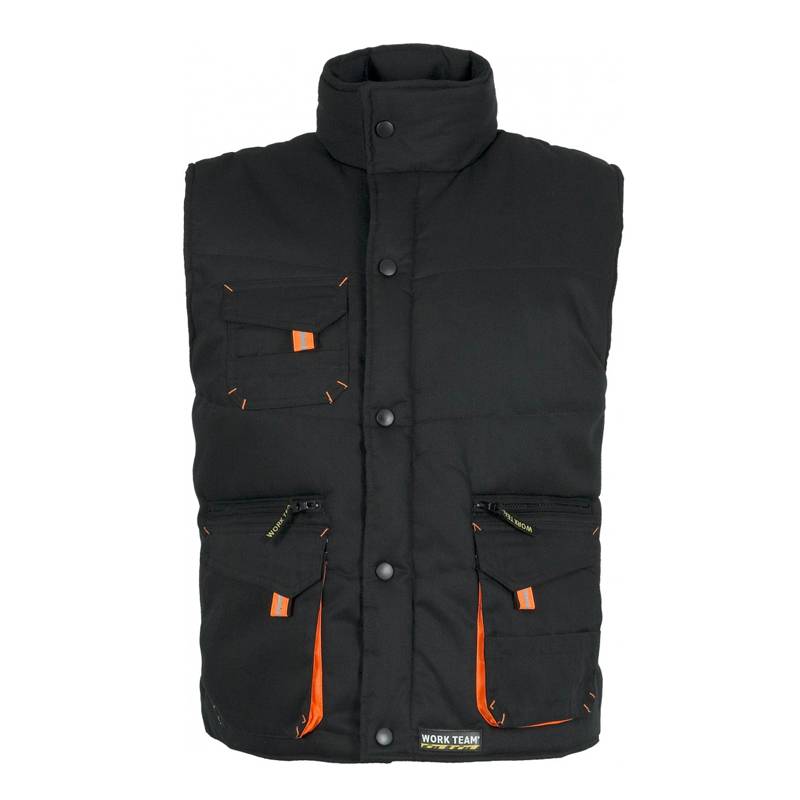 Chaleco acolchado multibolsillos con detalles combinados.