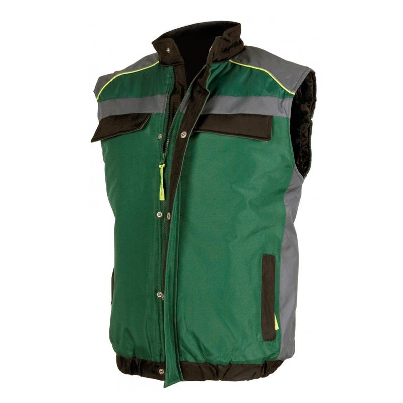 Chaleco acolchado con cierre cremallera combi 3 colores, vivos reflectantes.