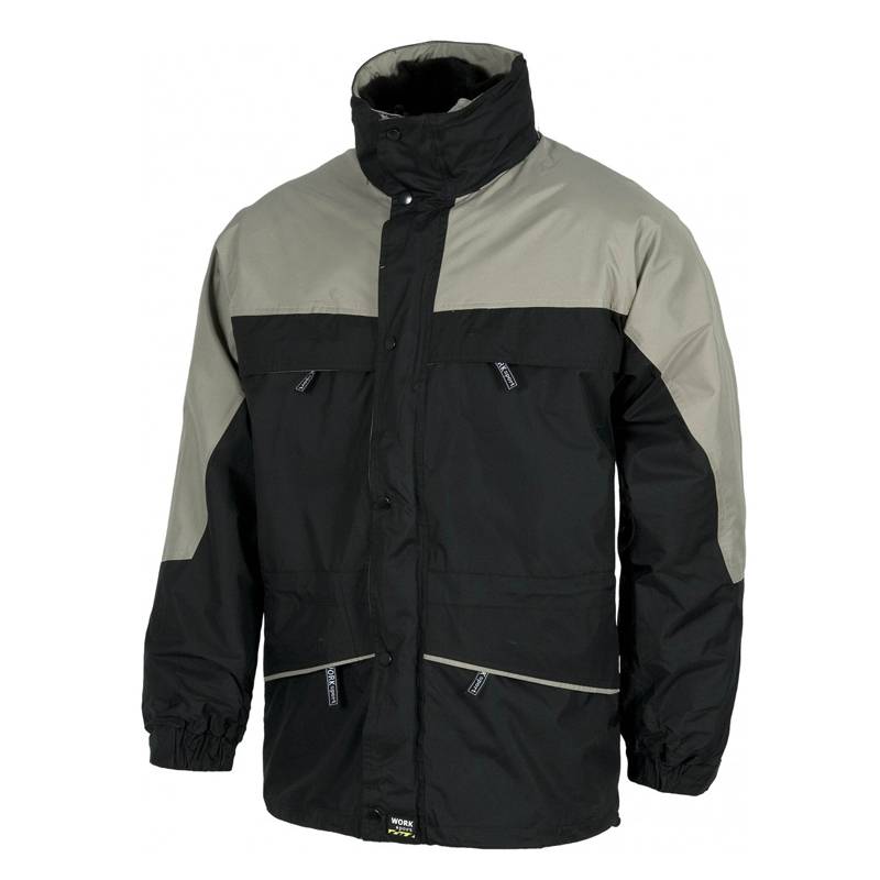 Parka bicolor, impermeable y con forro polar desmontable.