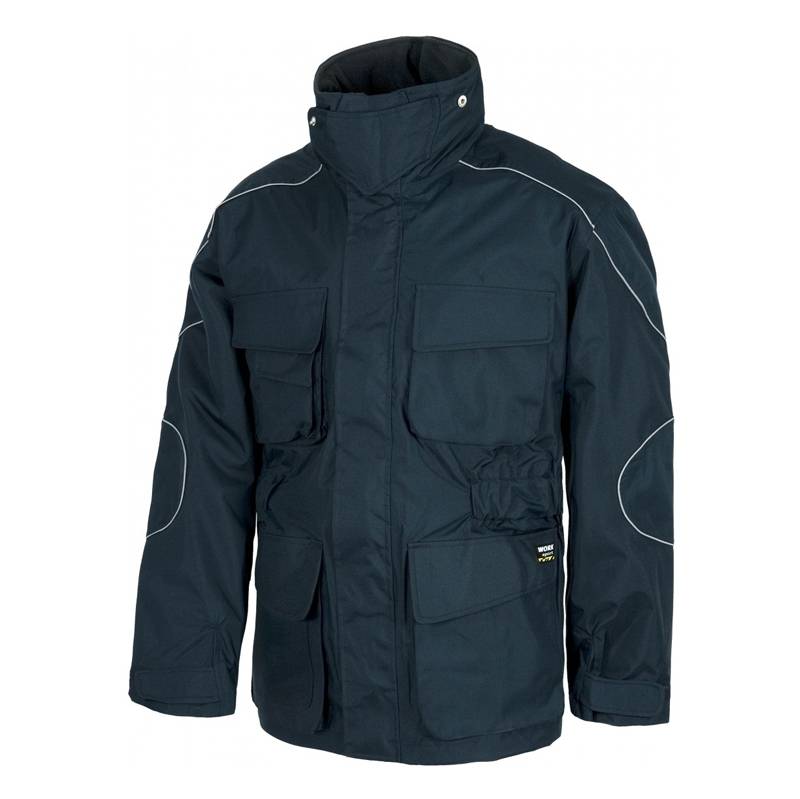 Parka amovível com forro de lã e debrum refletor. 100% poliéster.