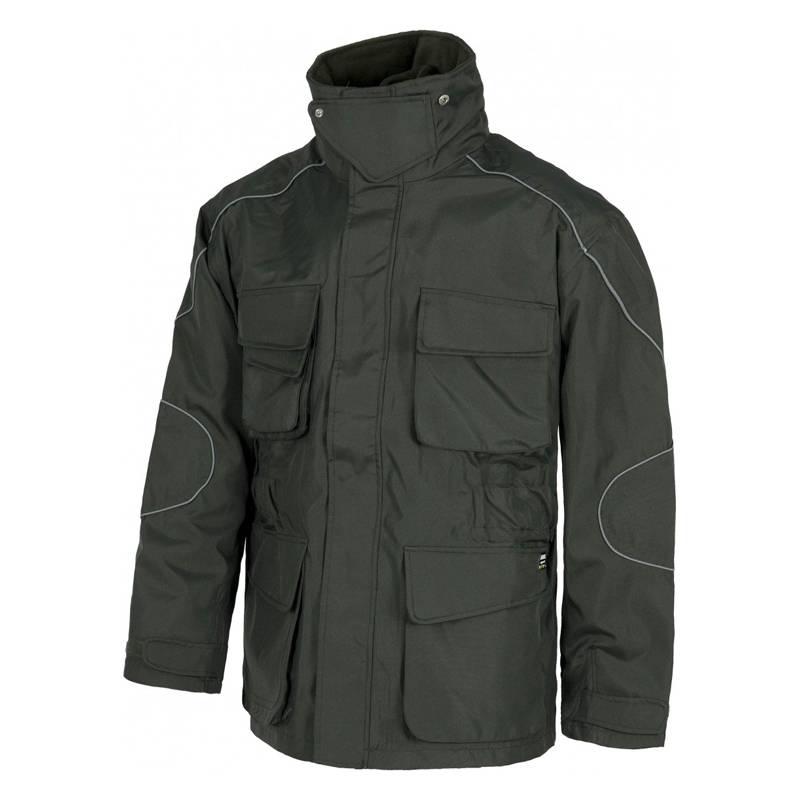 Parka amovível com forro de lã e debrum refletor. 100% poliéster.