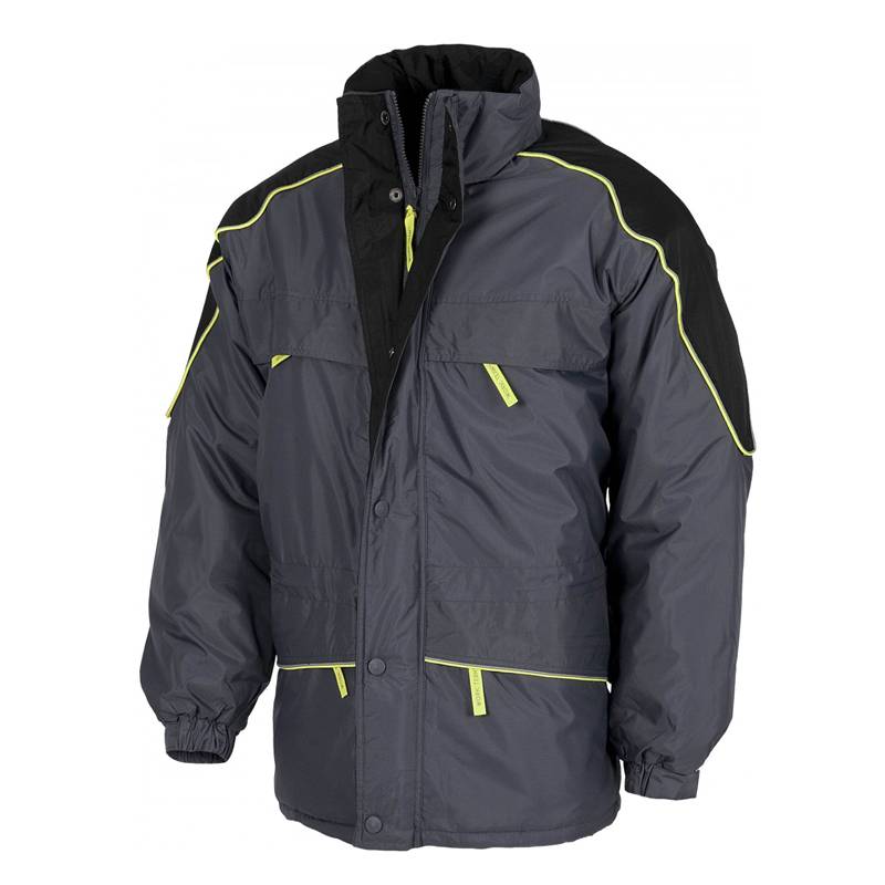 Parka combinada acolchada con vivos reflectantes.