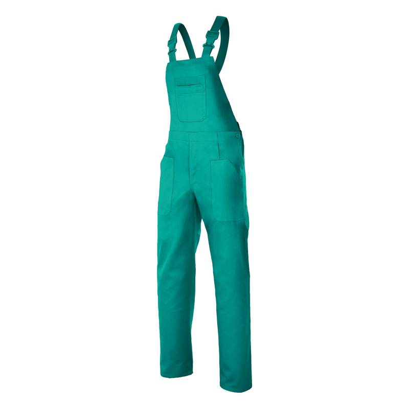 Pantalón con peto con hebillas de PVC en los tirantes, cinco bolsillos