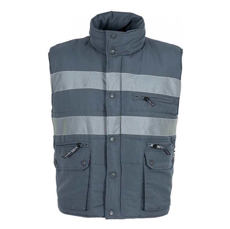 Chaleco acolchado y multibolsillos con cortavientos y 2 cintas reflectantes. 100% poliéster. - KRNN Prove