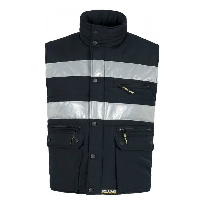 Chaleco acolchado y multibolsillos con cortavientos y 2 cintas reflectantes. 100% poliéster. - KRNN Prove