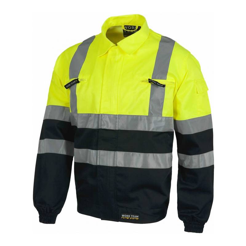 Cazadora alta visibilidad bicolor con cierre de cremallera de nylon oculta y velcro