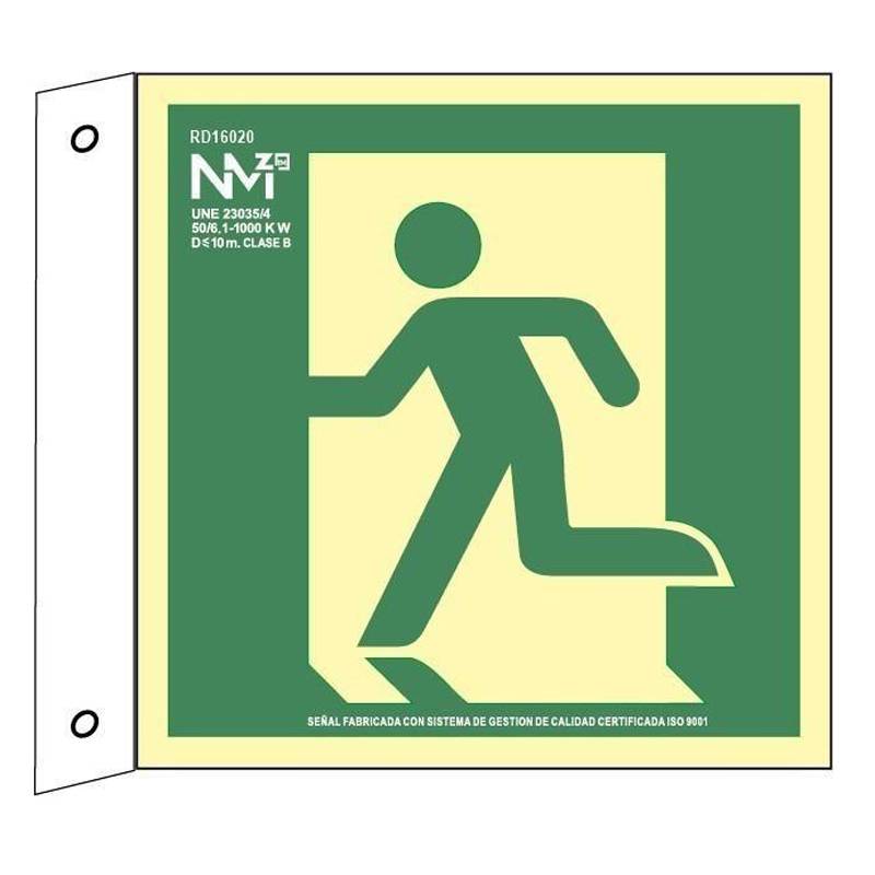 Señal fotoluminiscente SALIDA DE EMERGENCIA (banderola)