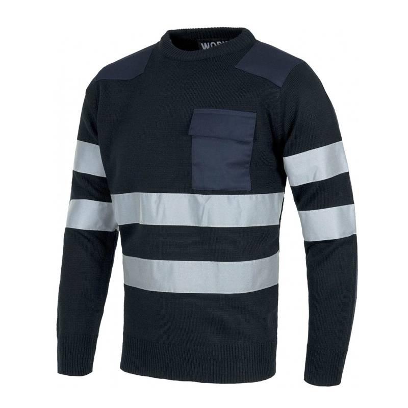 Jersey cuello redondo con bolsillo y 2 cintas reflectantes. 100% acrílico - KRNN Prove
