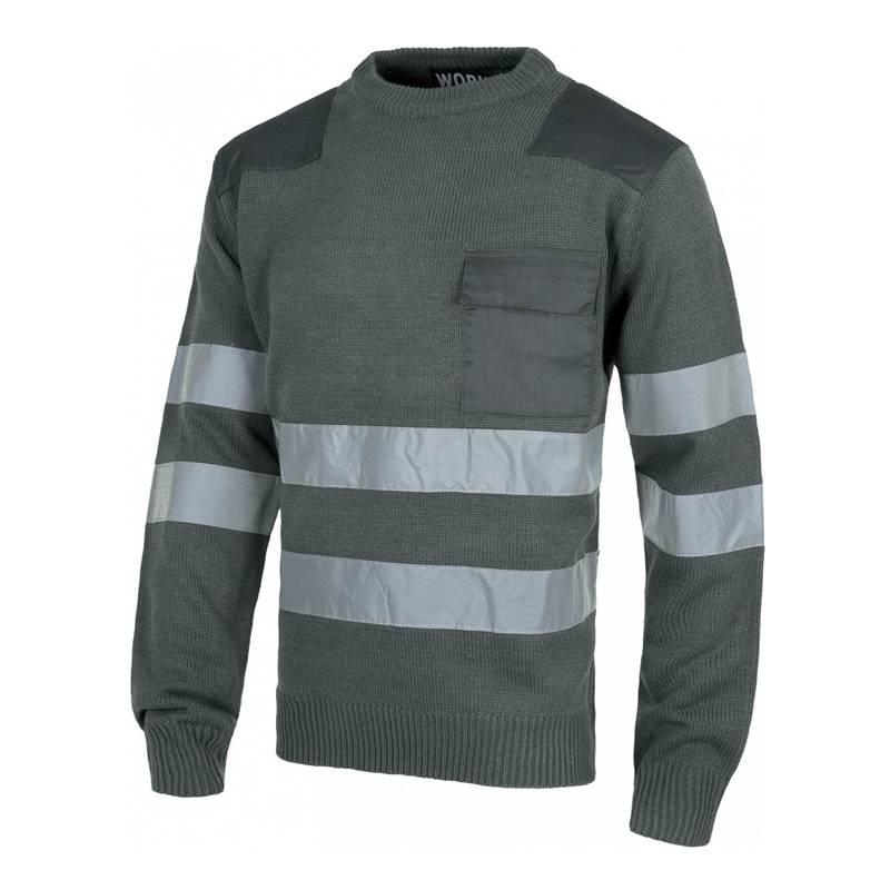 Jersey cuello redondo con bolsillo y 2 cintas reflectantes. 100% acrílico - KRNN Prove