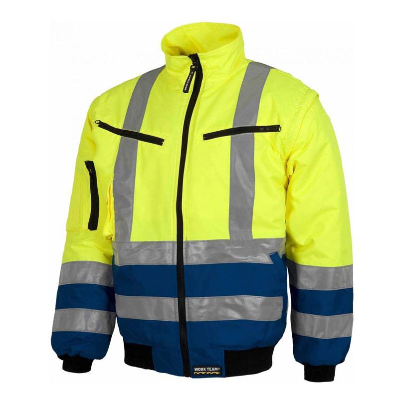 Cazadora piloto alta visibilidad con cierre de cremallera