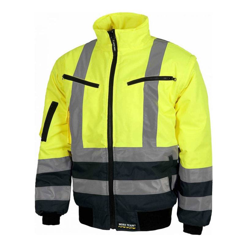 Cazadora piloto bicolor alta visibilidad con cierre de cremallera