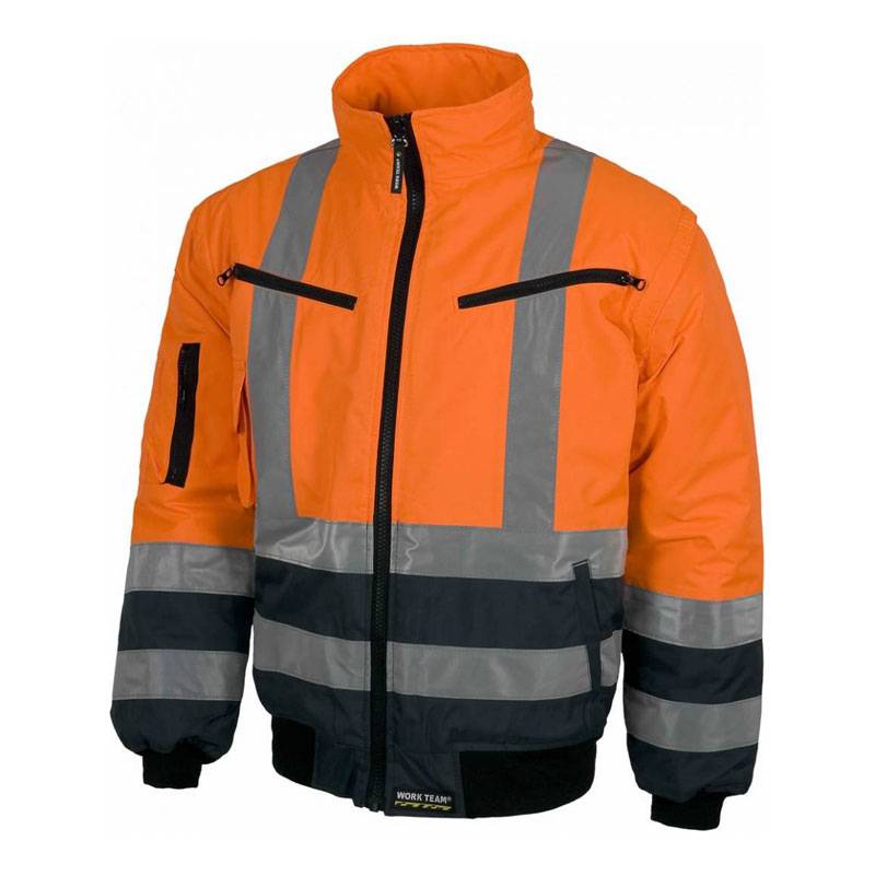Cazadora piloto bicolor alta visibilidad con cierre de cremallera