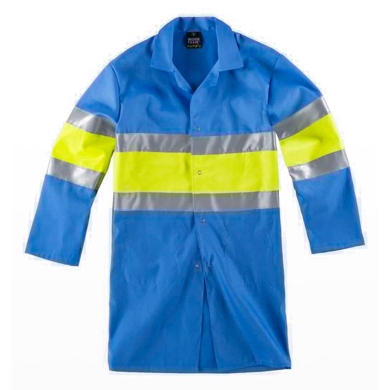 Bata blanca con cinta reflectante C7102