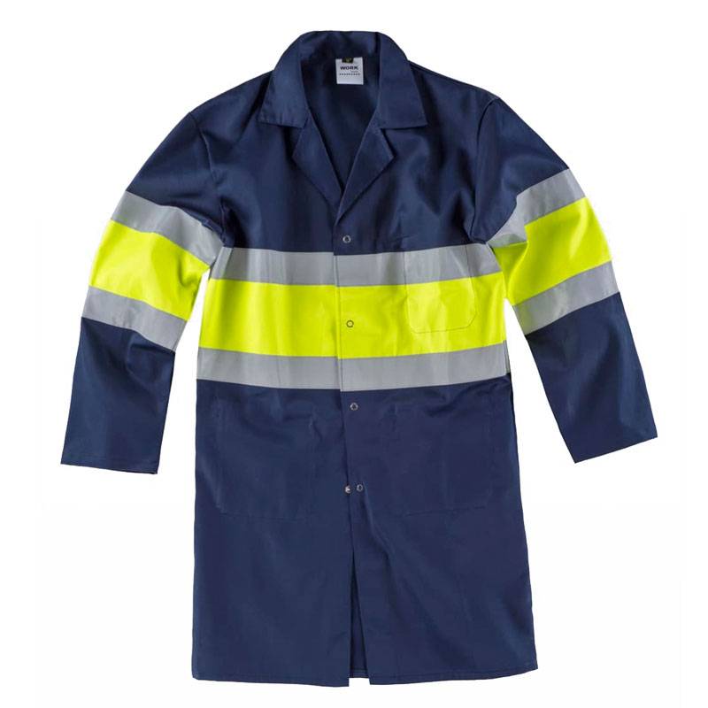 Bata blanca con cinta reflectante C7102