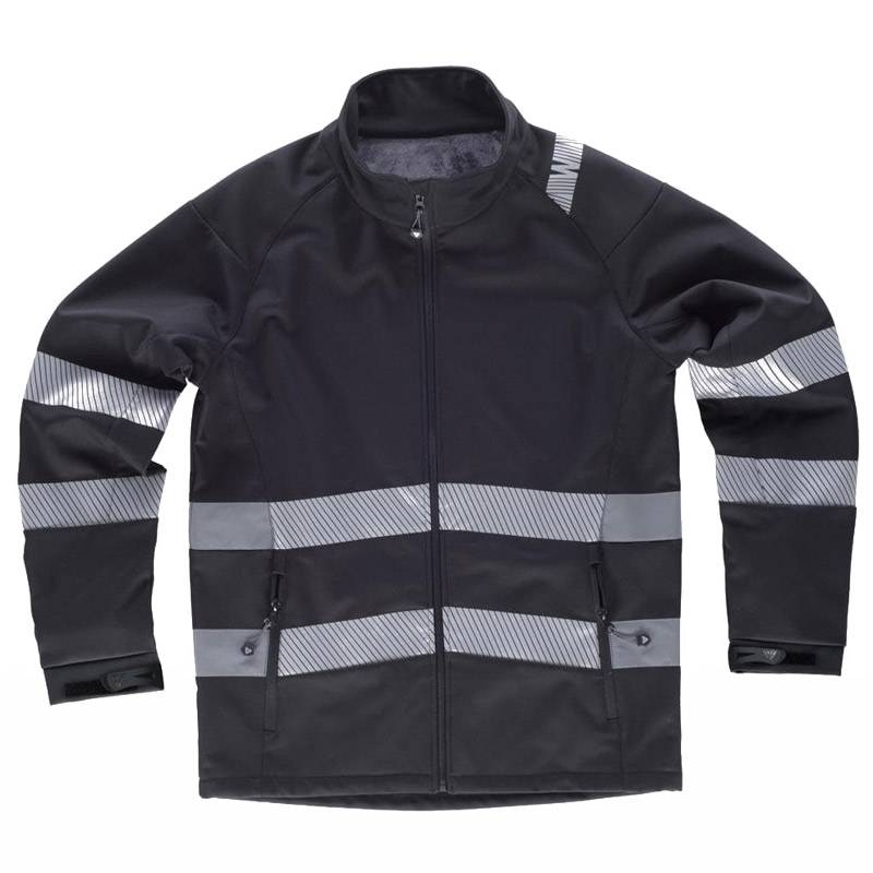 Casaco softshell com faixas refletoras segmentadas