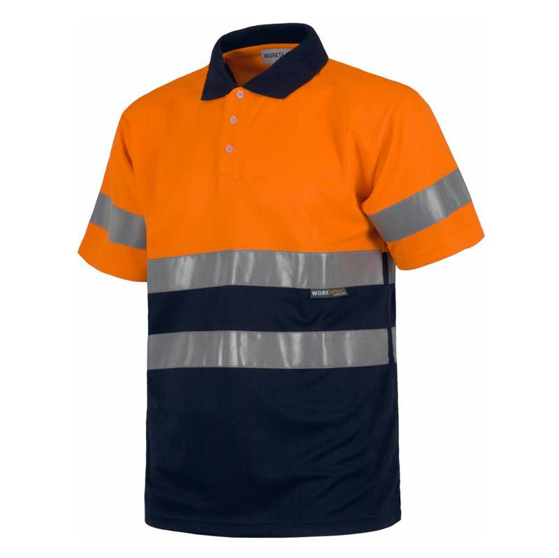 Polo manga corta combinado con bandas reflectantes