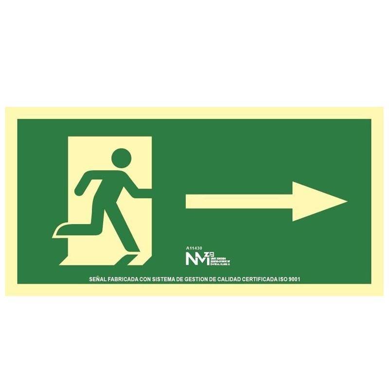 SEÑAL EVACUACIÓN SALIDA FLECHA DERECHA PVC