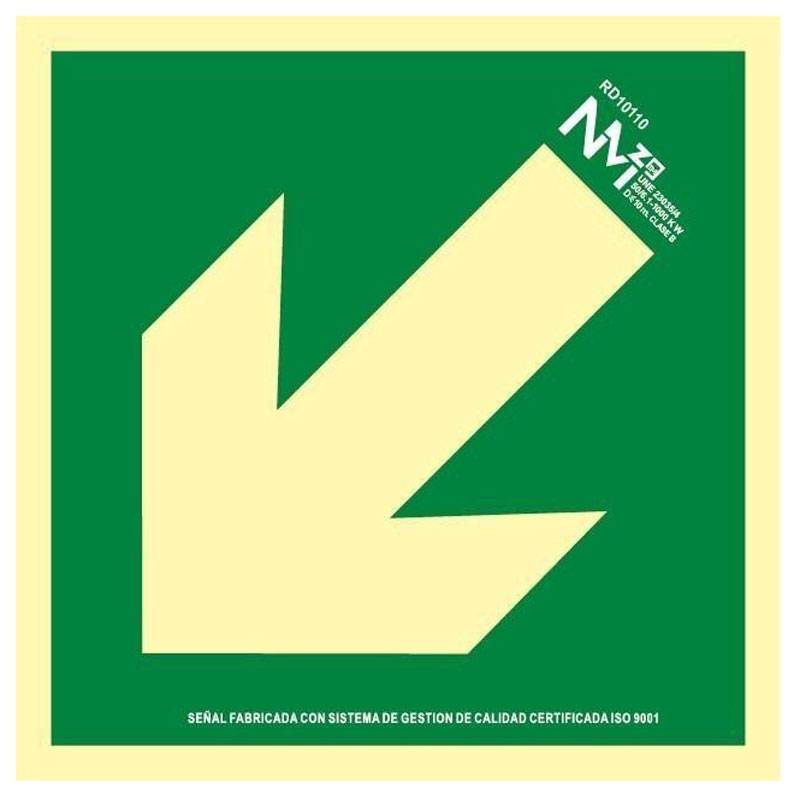 SEÑAL FLECHA IZQUIERDA/ABAJO PVC 0,7MM