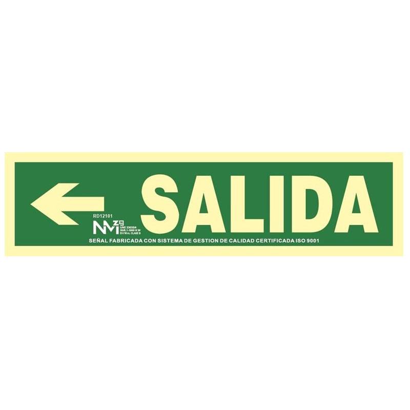 SEÑAL FOTOLUMINISCENTE SALIDA FLECHA IZQUIERDA PVC