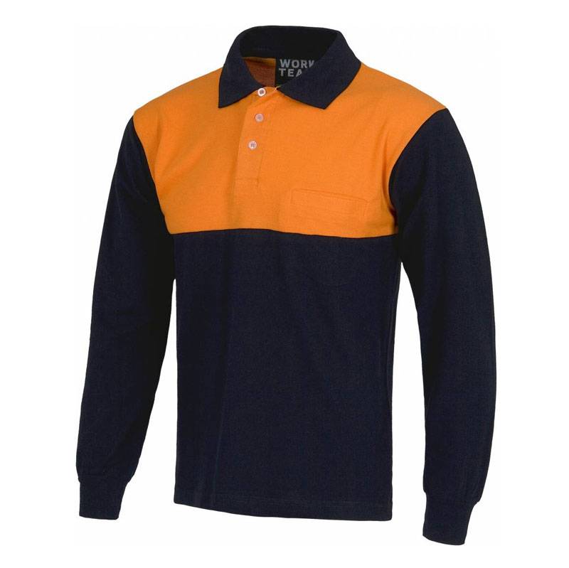 Polo bicolor de manga larga 100 % algodón