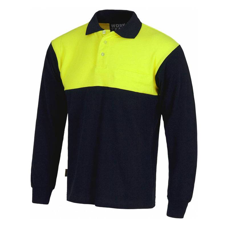 Polo bicolor de manga larga 100 % algodón