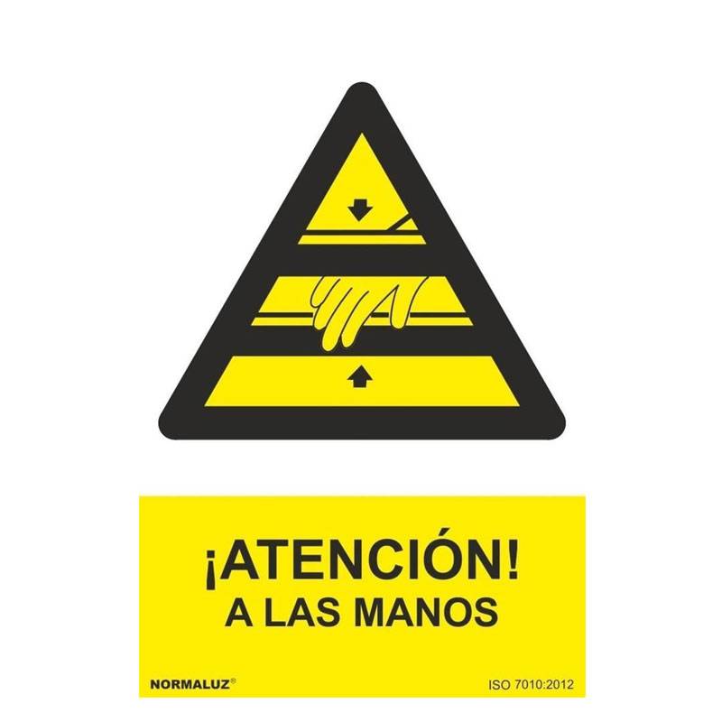 SEÑAL PELIGRO ATENCIÓN A LAS MANOS PVC