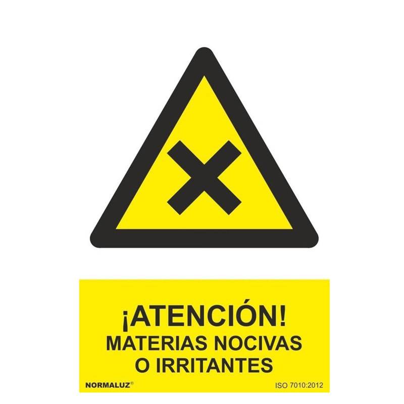 PLACA DE PERIGO ATENÇÃO MATERIAIS NOCIVOS PVC