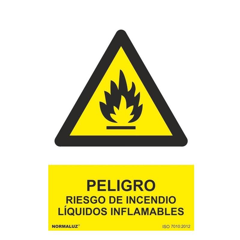 SEÑAL PELIGRO DE INCENDIO LIQUIDO INFLAMABLE PVC