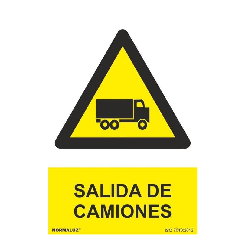 PLACA DE PERIGO DE SAÍDA DE CAMINHÃO EM PVC