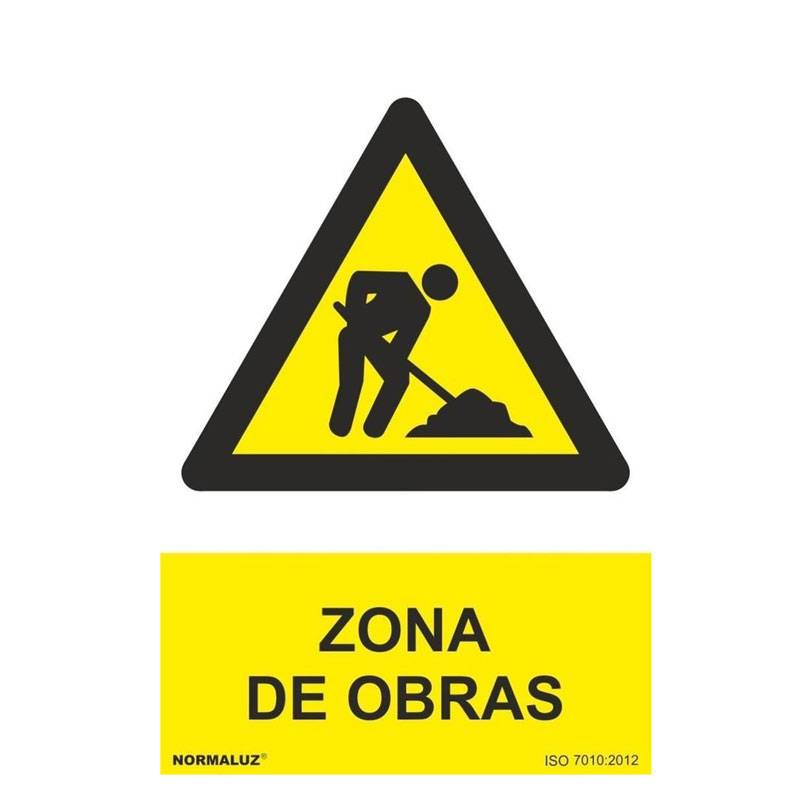 PLACA DE PERIGO PARA ÁREA DE CONSTRUÇÃO EM PVC