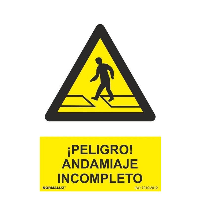 PLACA DE PERIGO ANDAIME INCOMPLETO PVC