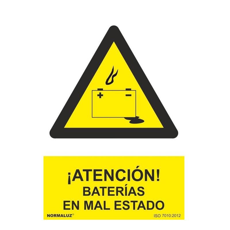 SEÑAL PELIGRO BATERIAS EN MAL ESTADO PVC