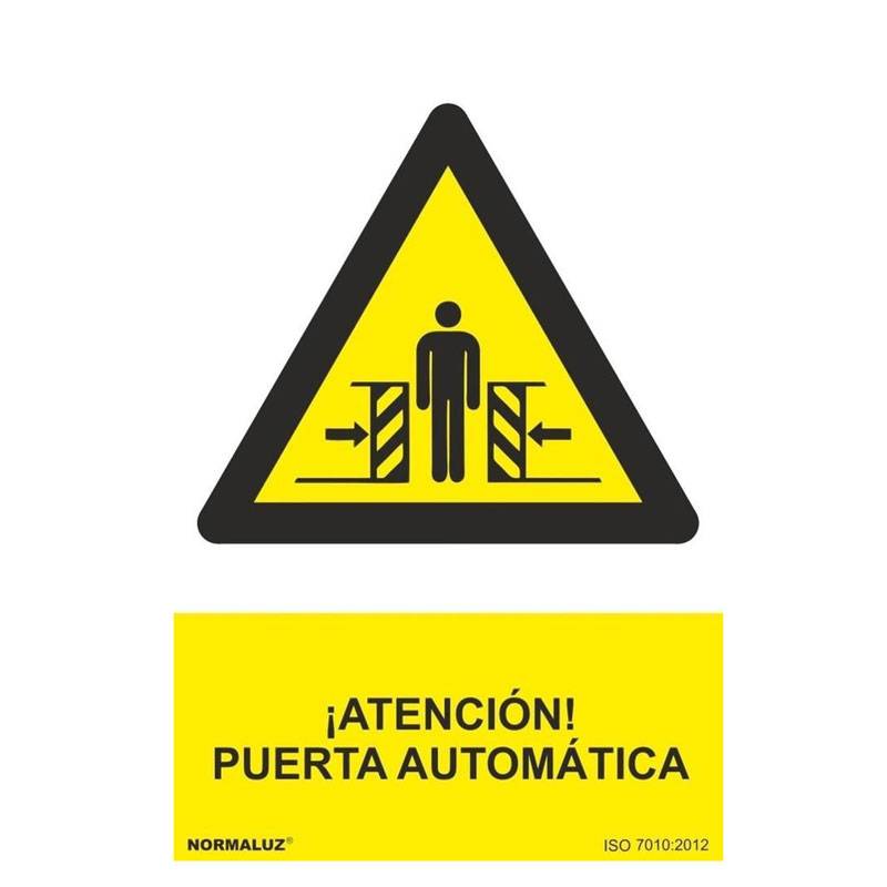 SEÑAL PELIGRO ATENCION PUERTA AUTOMATICA PVC