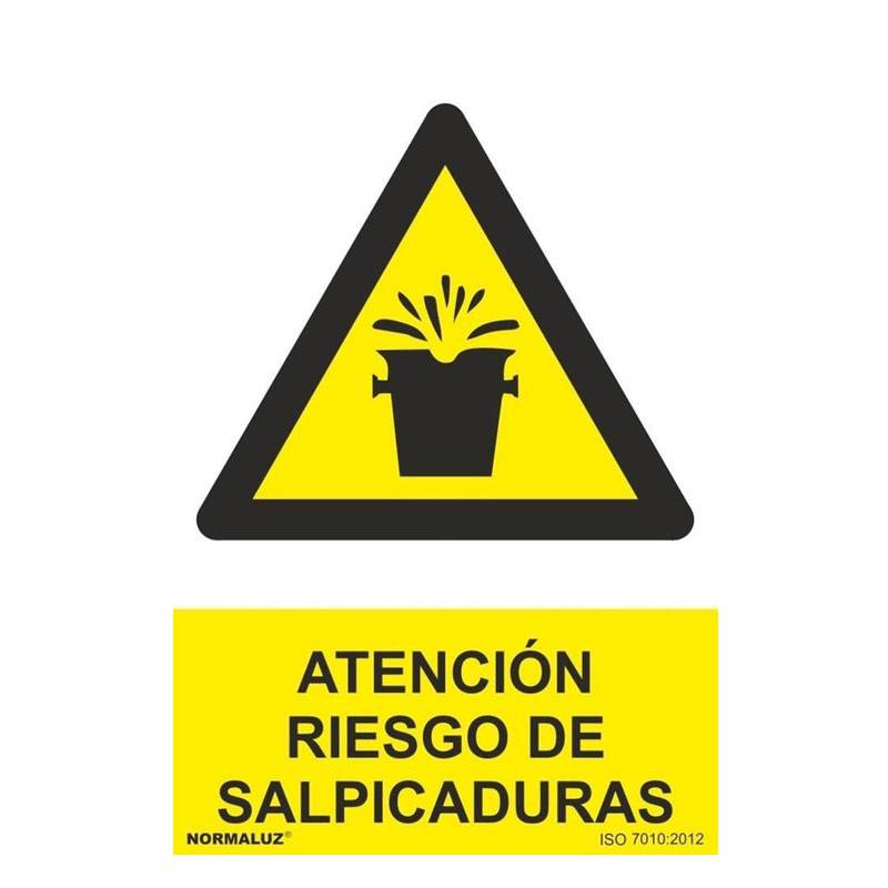 PLACA DE PERIGO DE RESPINGOS EM PVC