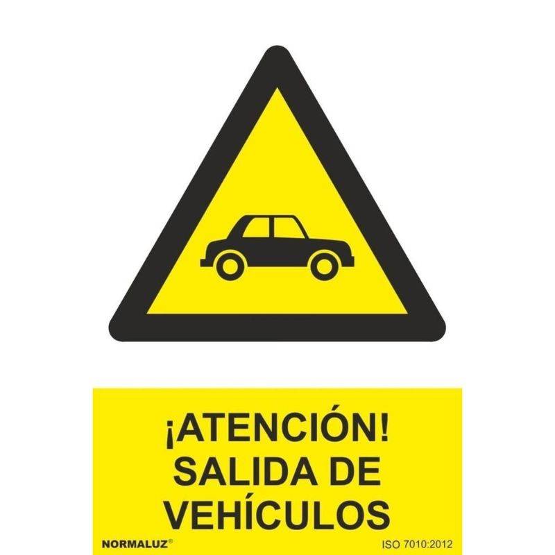 PLACA DE PERIGO DE SAÍDA DE VEÍCULO EM PVC