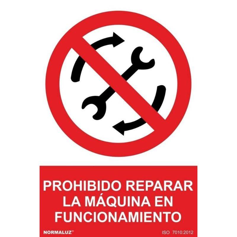 PLACA PROIBIDA A REPARAÇÃO DA MÁQUINA EM OPERAÇÃO PVC