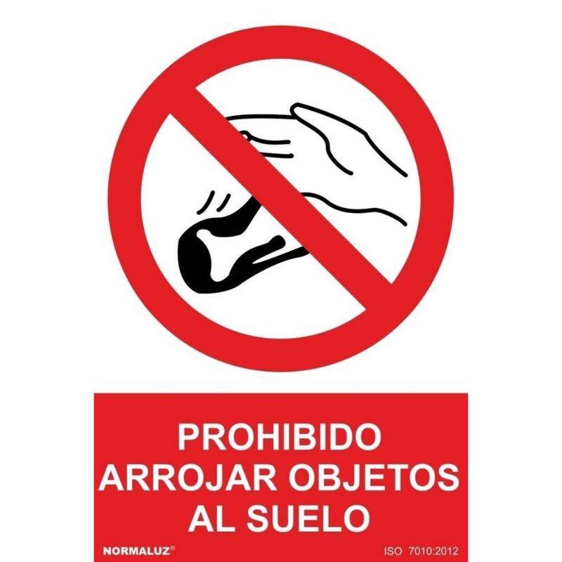 SEÑAL PROHIBIDO ARROJAR OBJETOS AL SUELO PVC