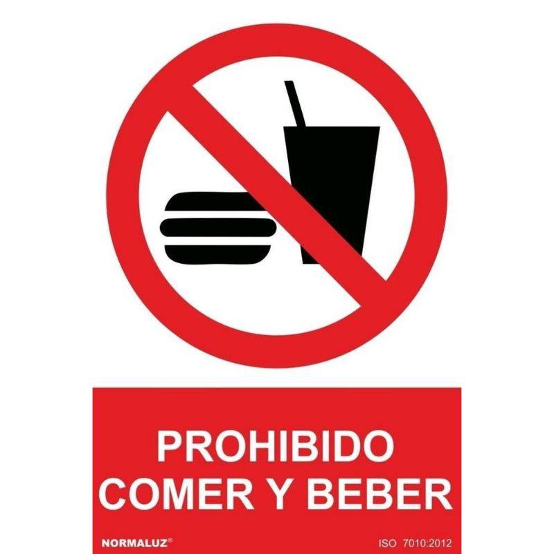 SEÑAL PROHIBIDO COMER Y BEBER PVC
