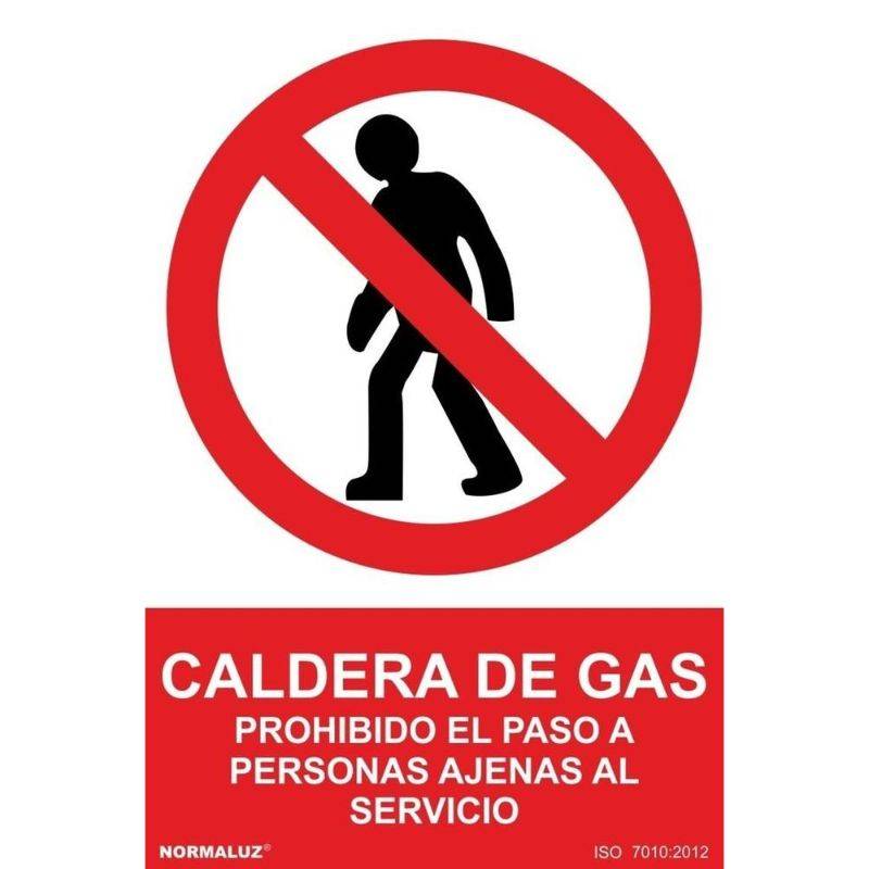 Placa de proibição de entrada para caldeiras a gás em PVC