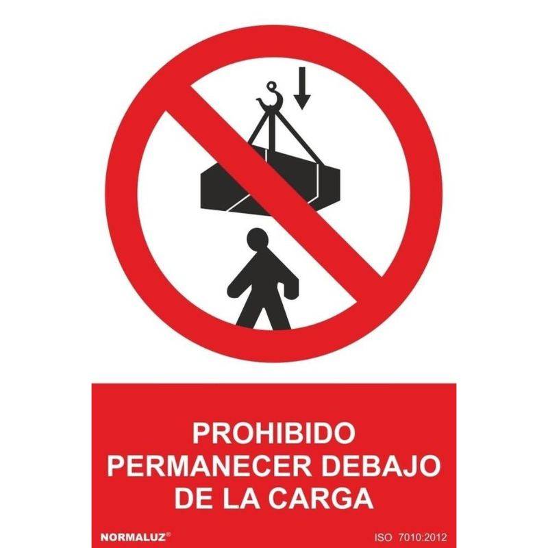 SEÑAL PROHIBIDO PERMANECER DEBAJO DE LA CARGA PVC