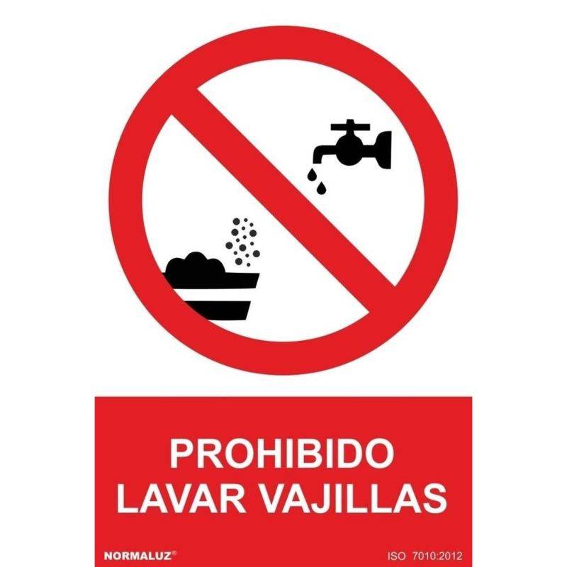 SEÑAL PROHIBIDO LAVAR VAJILLAS PVC
