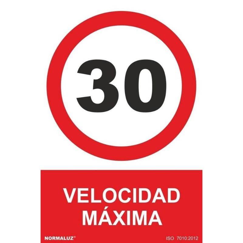 PLACA DE VELOCIDADE MÁXIMA 30 PVC