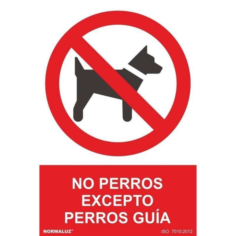 SEÑAL PROHIBIDO PERROS EXCEPTO GUIA PVC