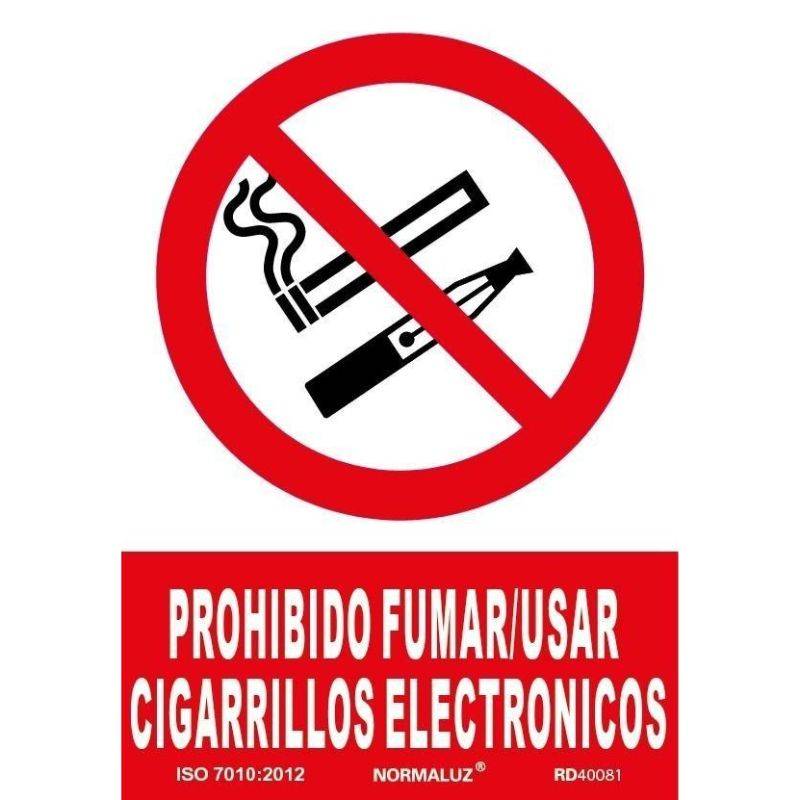 PLACA DE PROIBIDO FUMAR CIGARROS ELETRÓNICOS