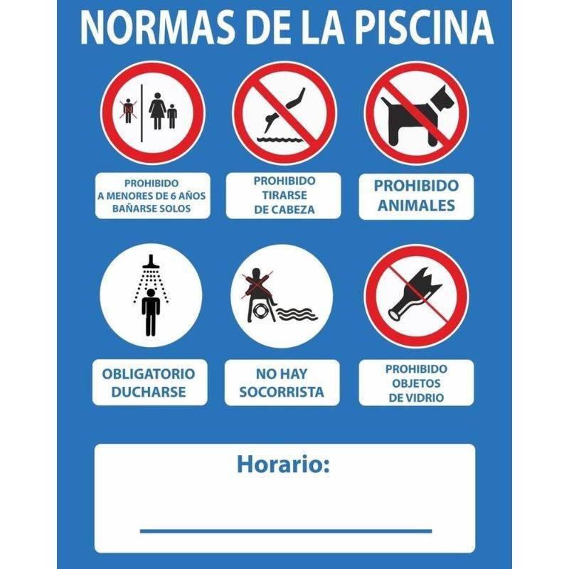 CARTEL NORMAS DE PISCINA PVC