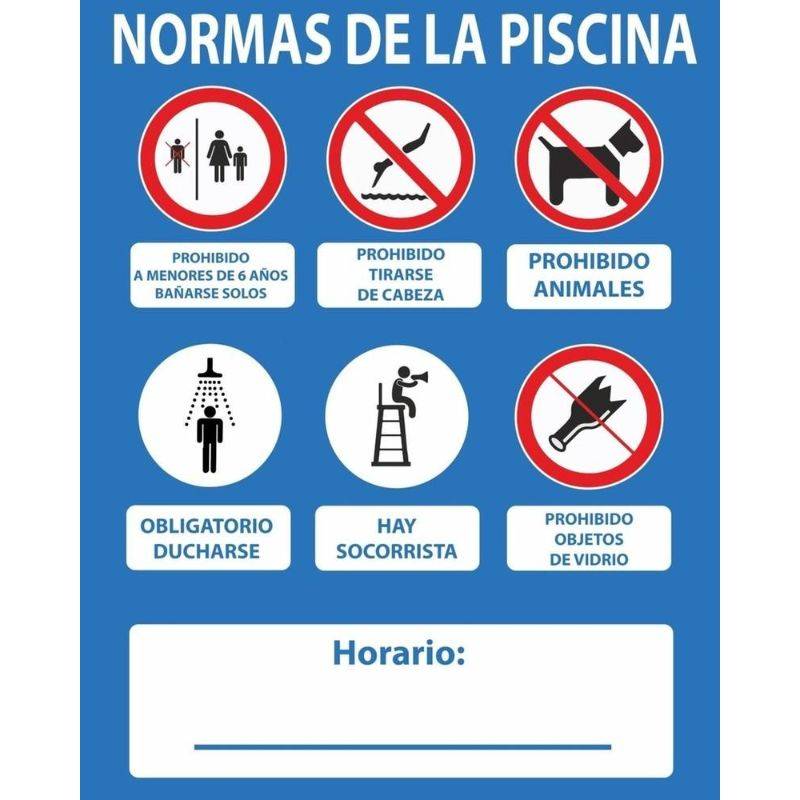 CARTEL NORMAS DE PISCINA CON SOCORRISTA PVC