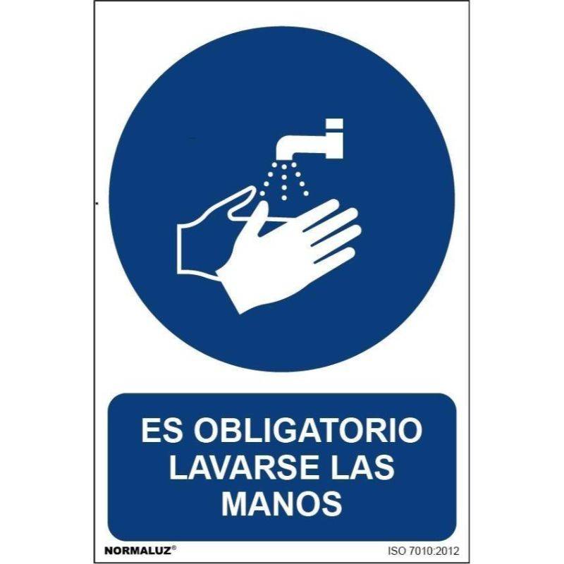 SEÑAL OBLIGATORIO LAVARSE LAS MANOS PVC