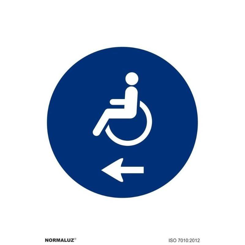 PLACA PARA USO DE DEFICIENTES, SETA PARA A ESQUERDA, PVC